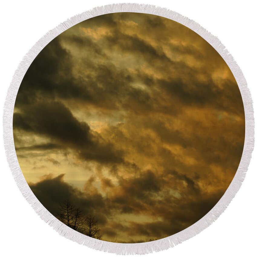 Clouds After Sunset Round Beach Towel featuring the photograph Clouds After Sunset by Daniel Reed