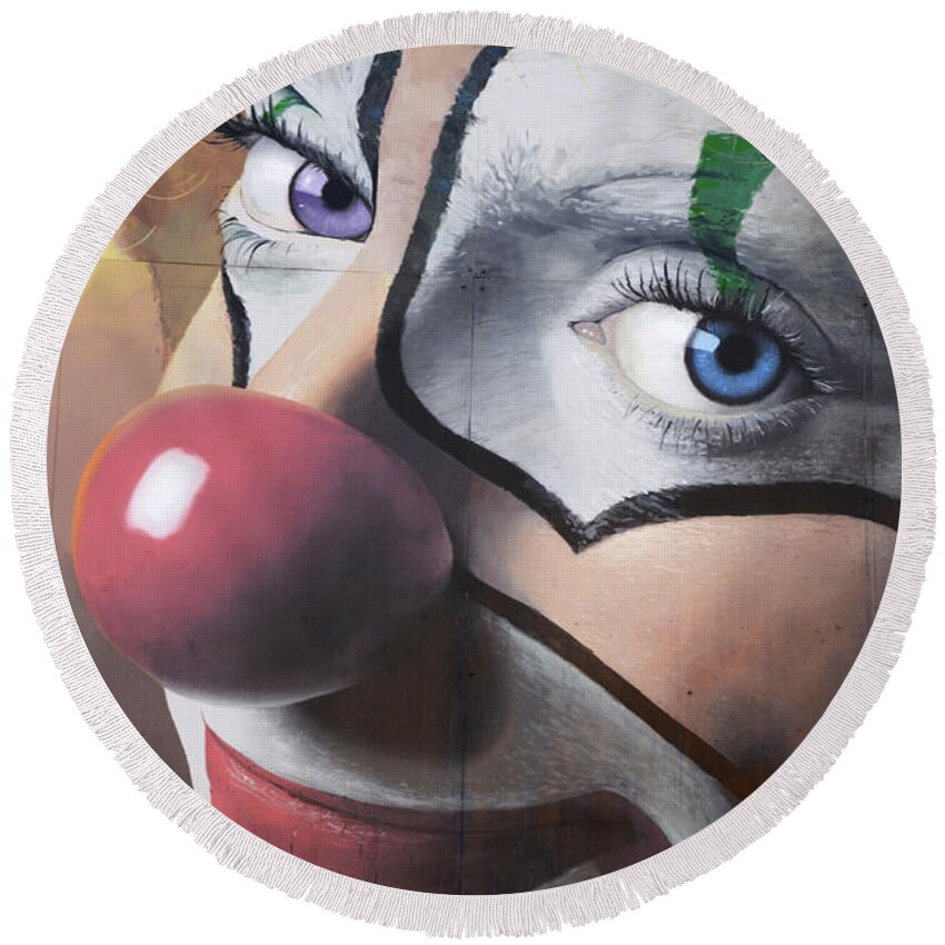 California Round Beach Towel featuring the photograph Clown Mural by Bob Christopher