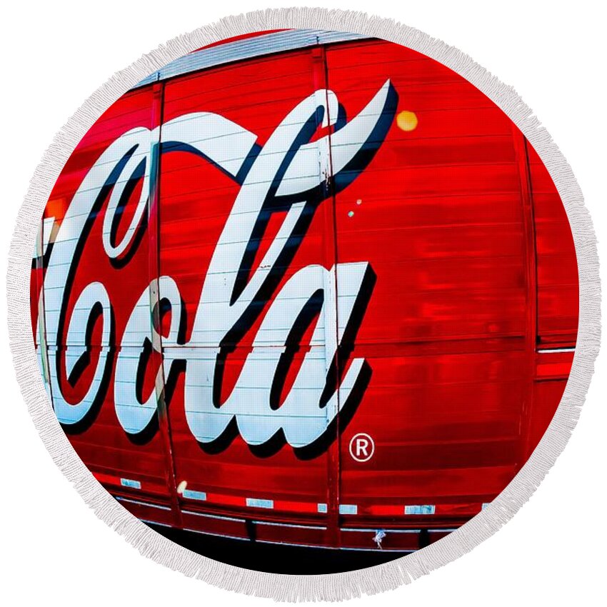 Coke Round Beach Towel featuring the photograph Coca Cola Busting Out by Robert L Jackson