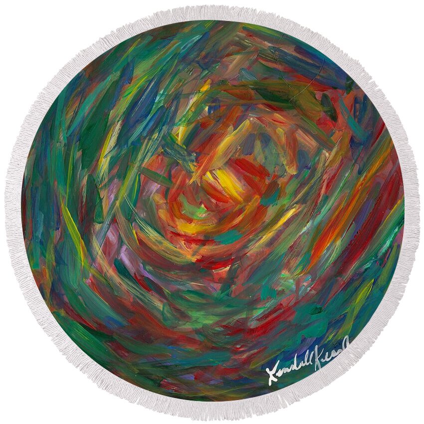 Center Of My Mind Round Beach Towel featuring the painting Color Circle by Kendall Kessler