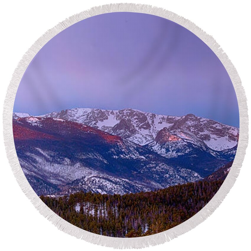 Panoramas Round Beach Towel featuring the photograph Colorado Rocky Mountain Continental Divide Sunrise Panorama Pt2 by James BO Insogna