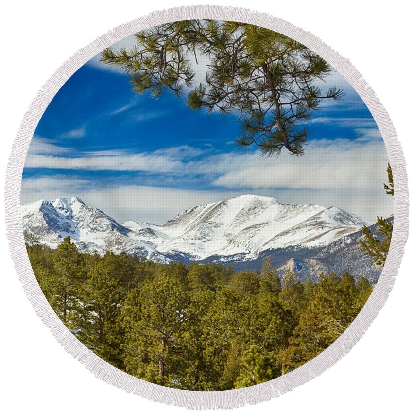 Rockies Round Beach Towel featuring the photograph Colorado Rocky Mountain View by James BO Insogna