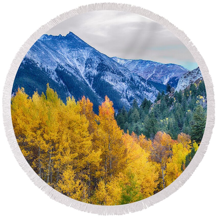 Autumn Round Beach Towel featuring the photograph Colorful Crested Butte Colorado by James BO Insogna