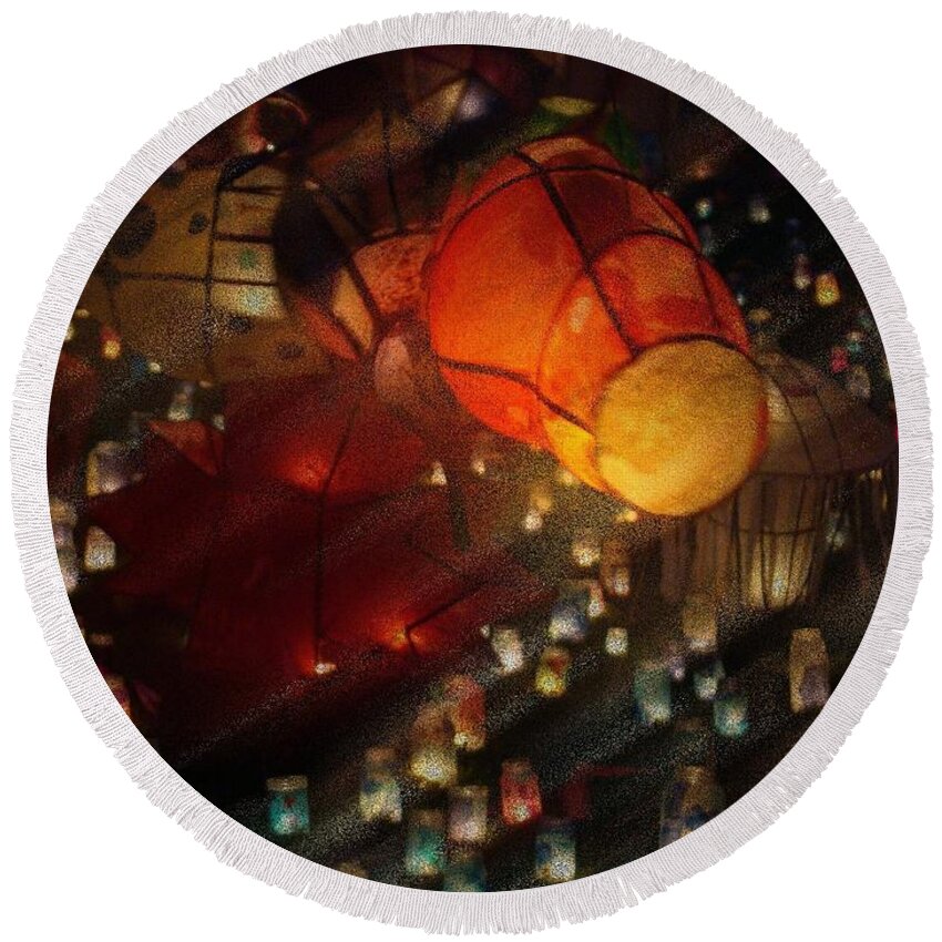 Lanterns Round Beach Towel featuring the photograph Colorful Lanterns by Zinvolle Art