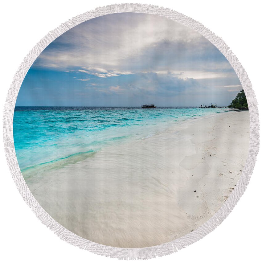 Beach Round Beach Towel featuring the photograph Colorful Paradise by Hannes Cmarits