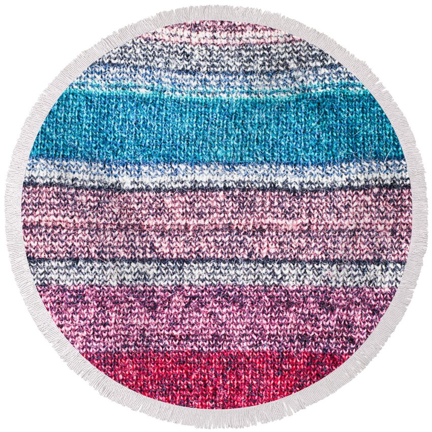 Abstract Round Beach Towel featuring the photograph Colorful textile by Tom Gowanlock