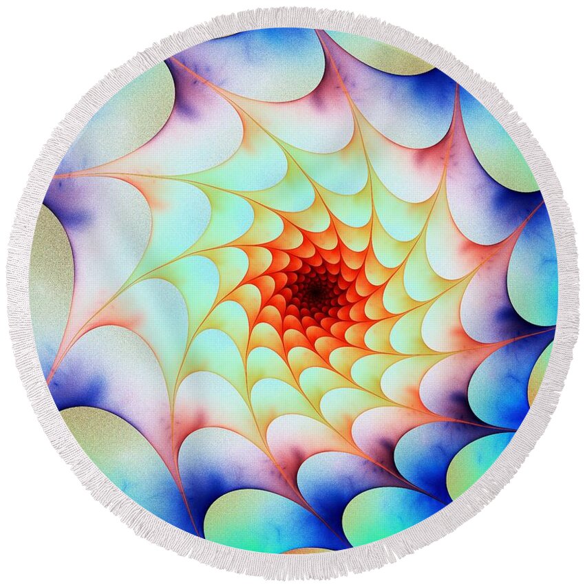 Color Round Beach Towel featuring the digital art Colorful Web by Anastasiya Malakhova