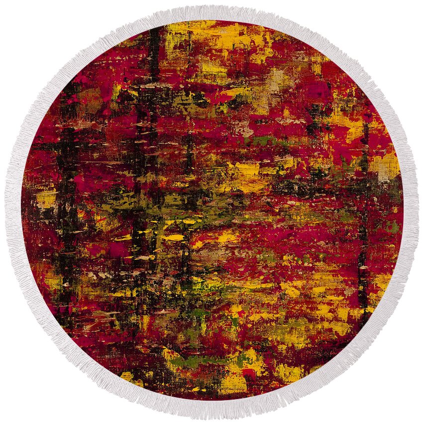 Autumn Colors Round Beach Towel featuring the painting Colors of Autumn by Darice Machel McGuire