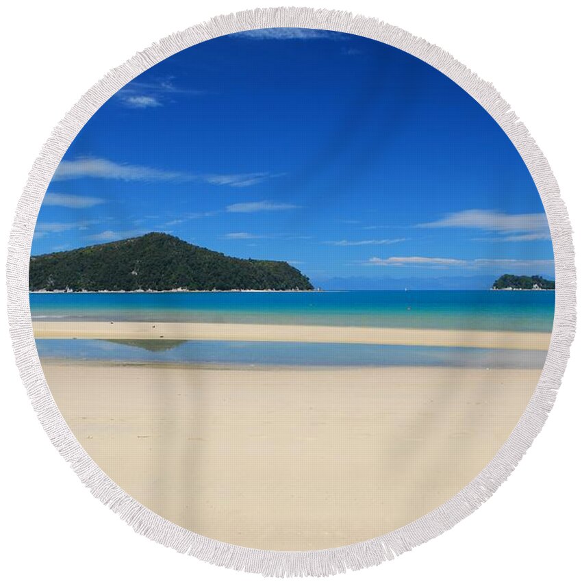 Photograph Round Beach Towel featuring the photograph Colors of New Zealand by Cascade Colors