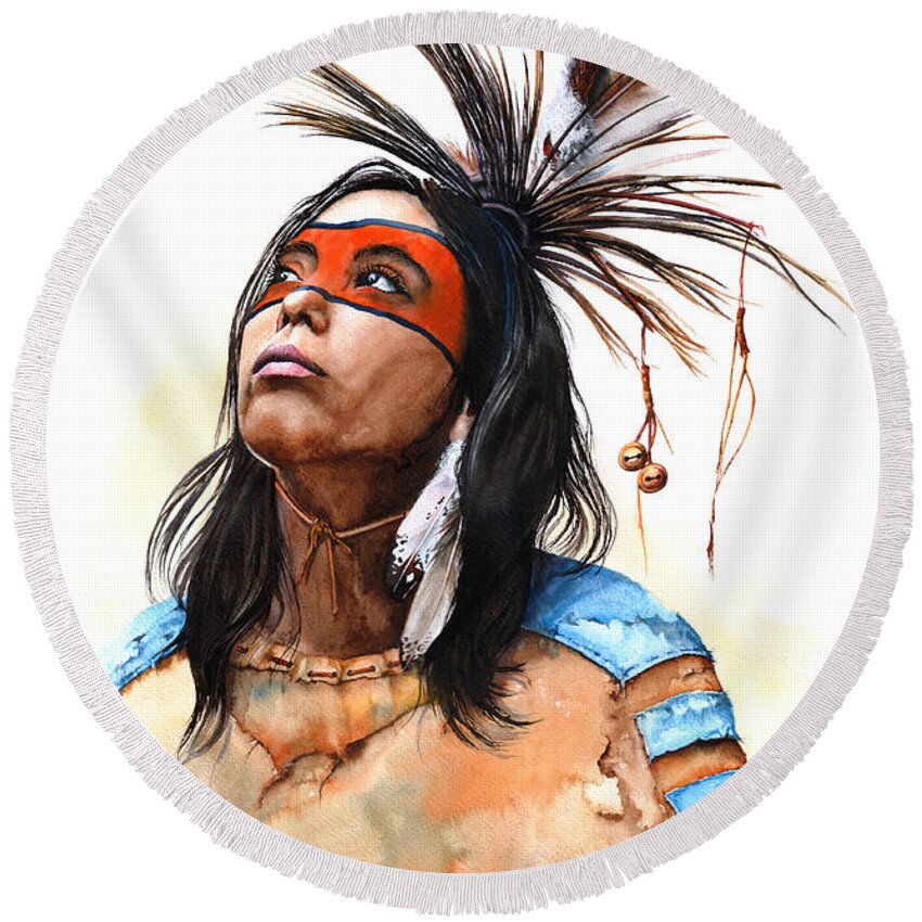Woman Round Beach Towel featuring the painting Colour Of The Sun by Peter Williams