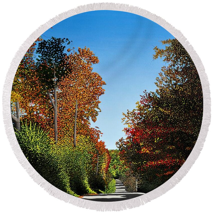 Autumn Round Beach Towel featuring the painting Colours of Caledon by Kenneth M Kirsch
