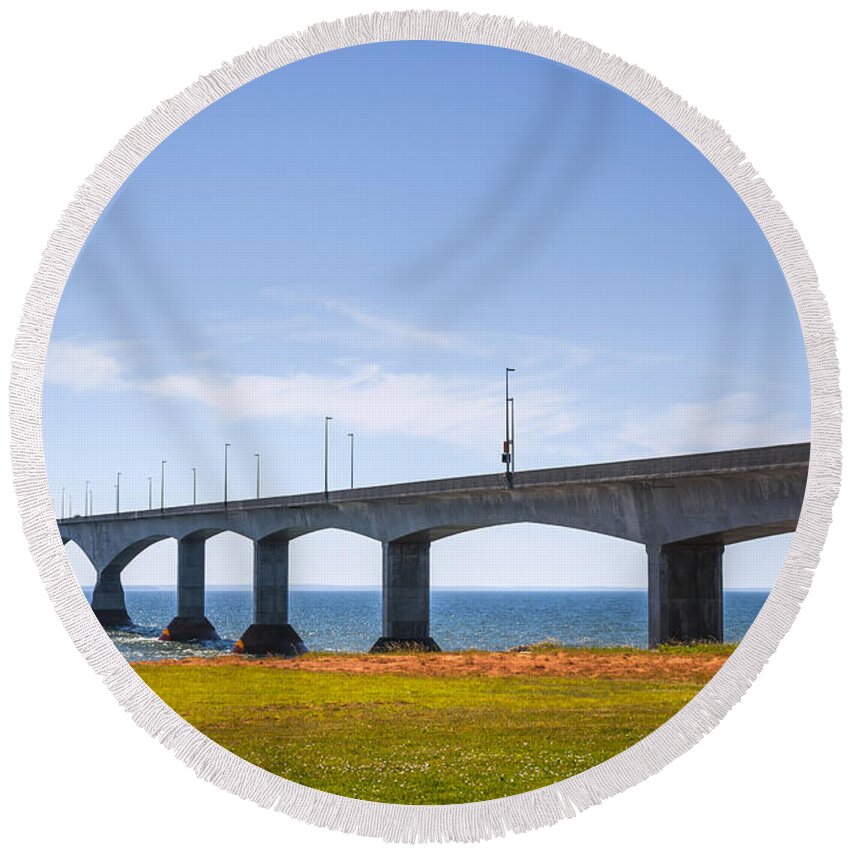 Bridge Round Beach Towel featuring the photograph Confederation Bridge by Elena Elisseeva