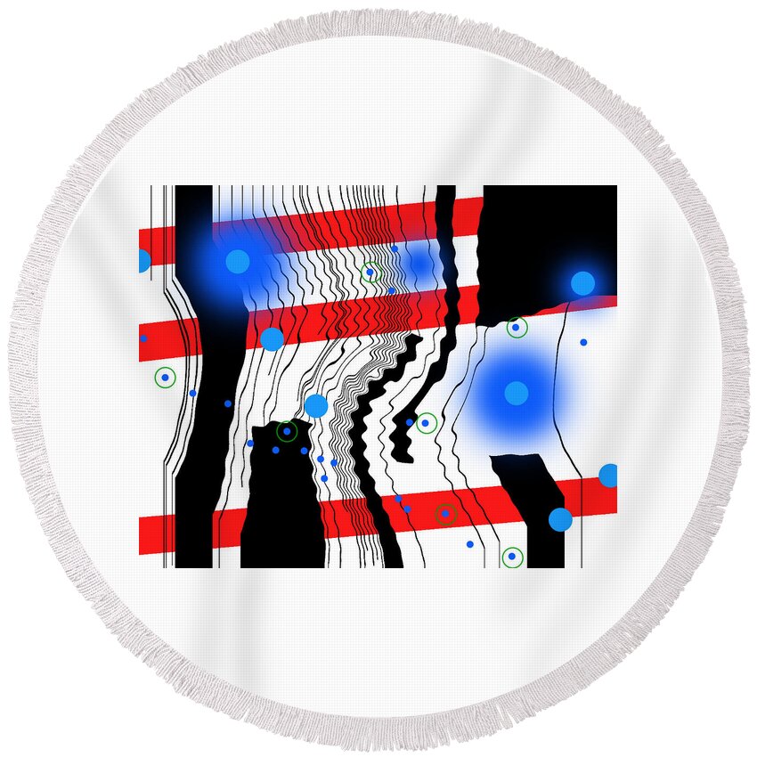 Jazzy Round Beach Towel featuring the digital art Contrapuctuous Rhythm by Lynn Hansen