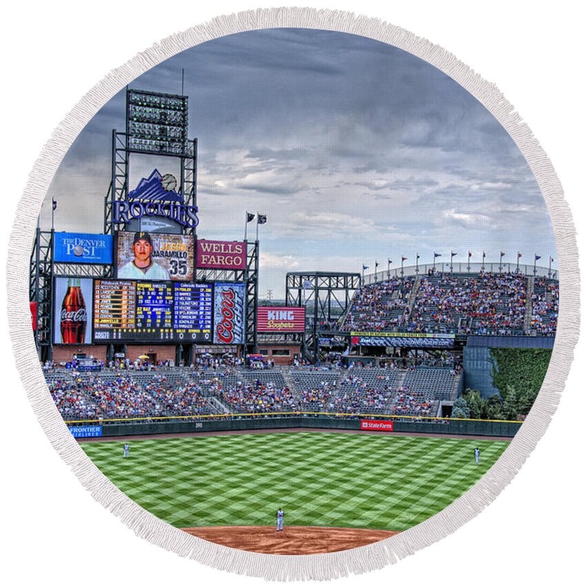 Coors Field Round Beach Towel featuring the photograph Coors Field by Ron White
