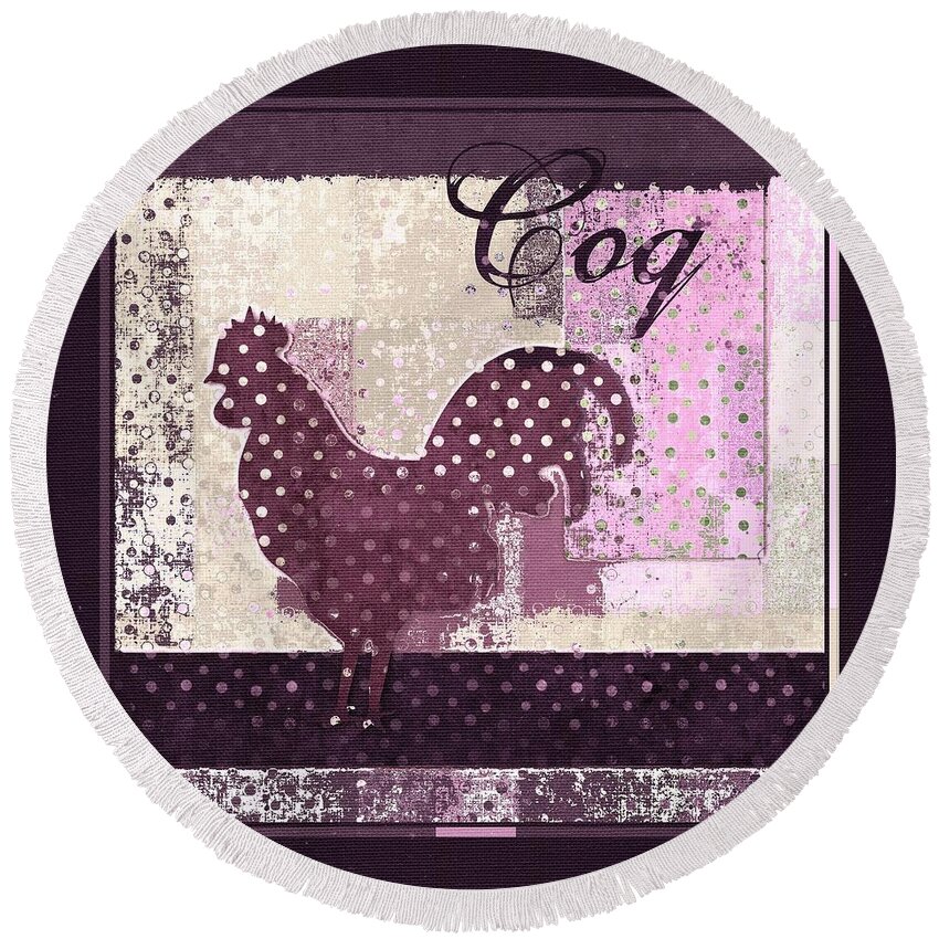 Coq Round Beach Towel featuring the digital art Coq Art - 01vb2-j049088094-c03a by Variance Collections