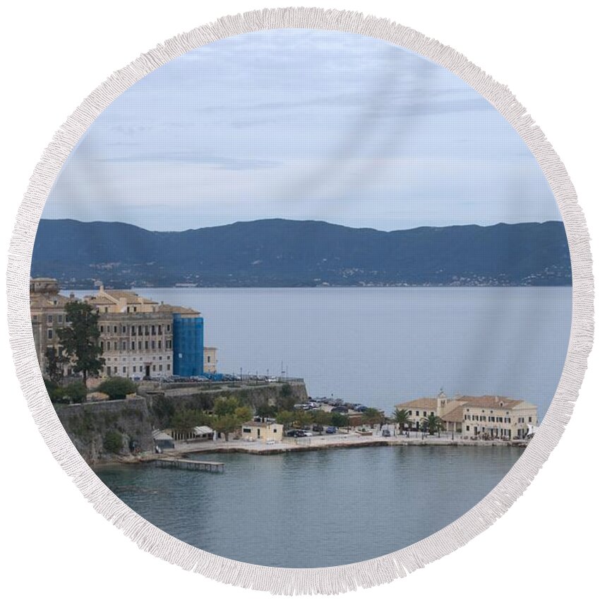 Corfu Round Beach Towel featuring the photograph Corfu City 4 by George Katechis