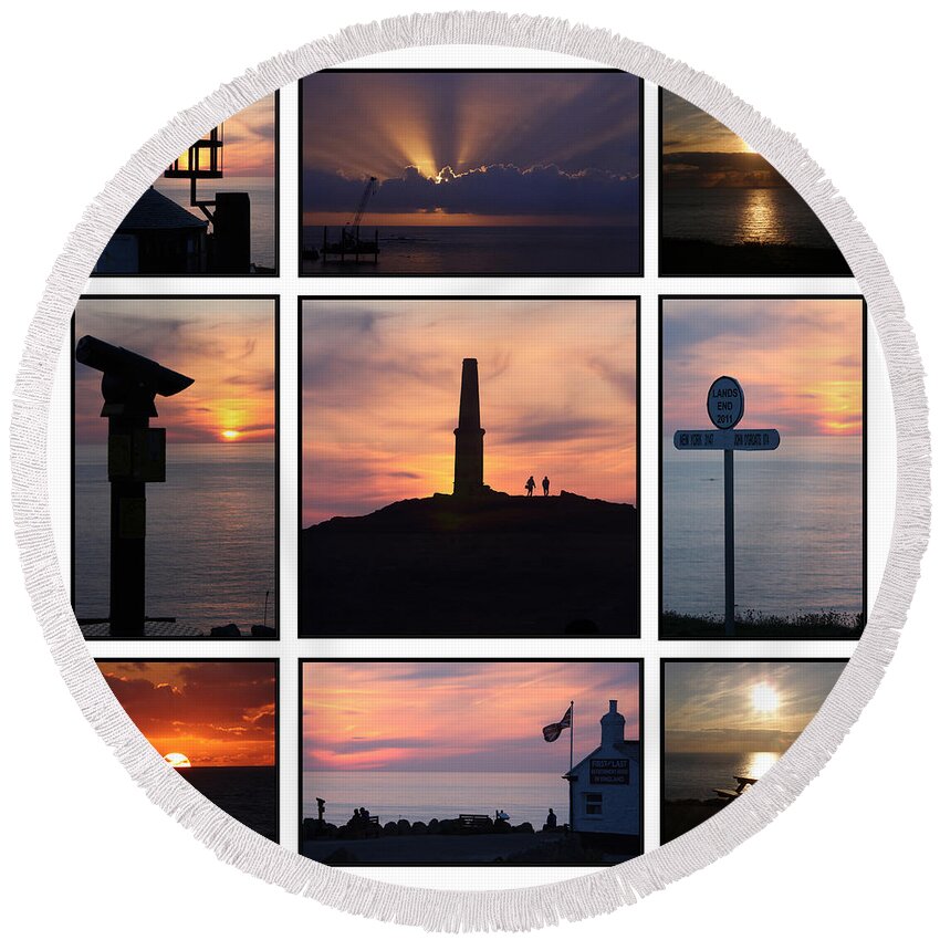 Cornwall Round Beach Towel featuring the photograph Cornish Sunsets by Terri Waters