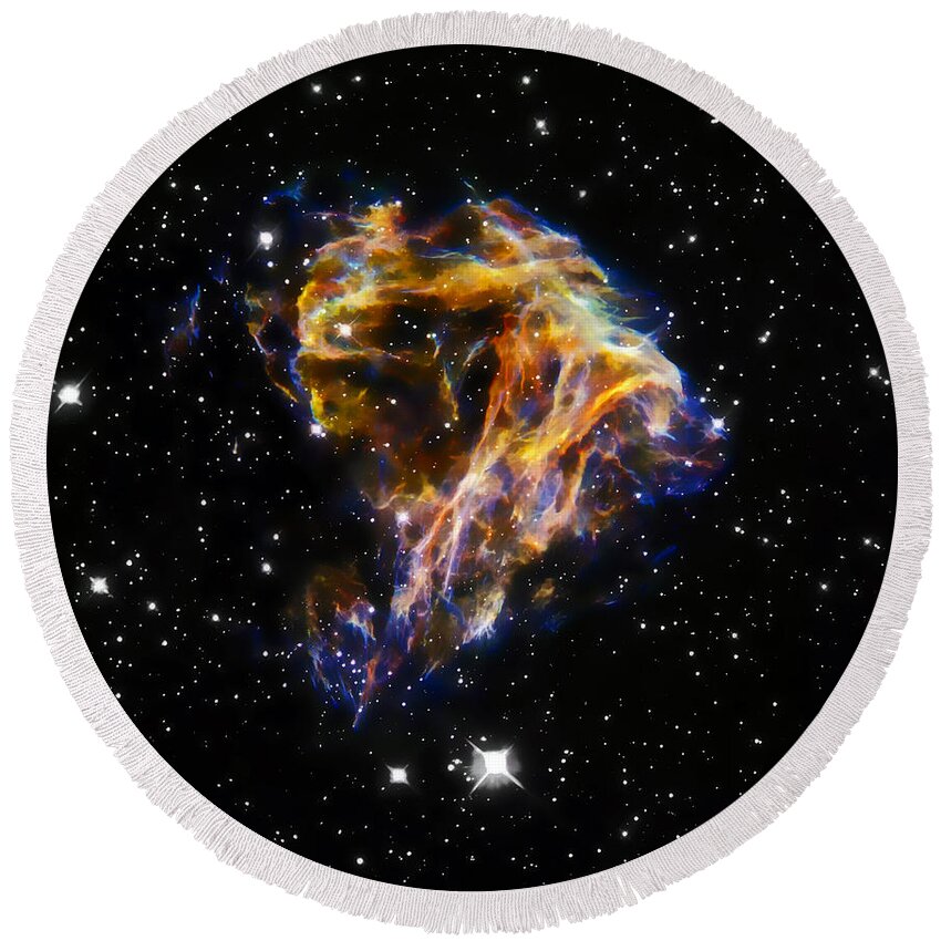 Nebula Round Beach Towel featuring the photograph Cosmic Heart by Jennifer Rondinelli Reilly - Fine Art Photography