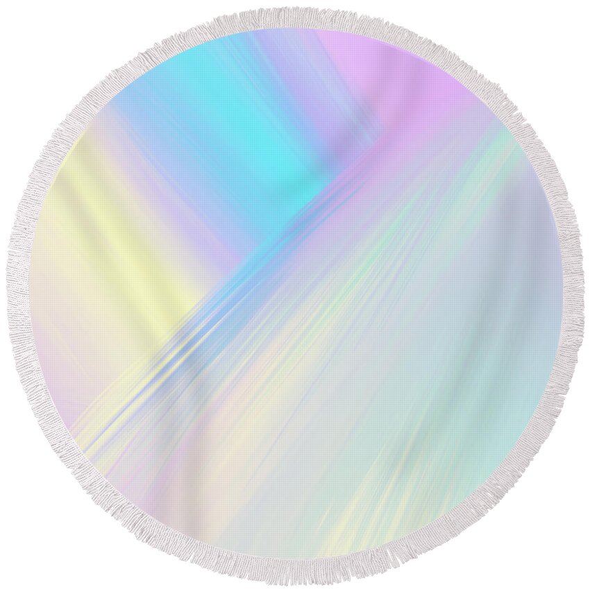 Pastel Round Beach Towel featuring the painting Cosmic Light Reflection by Barefoot Bodeez Art