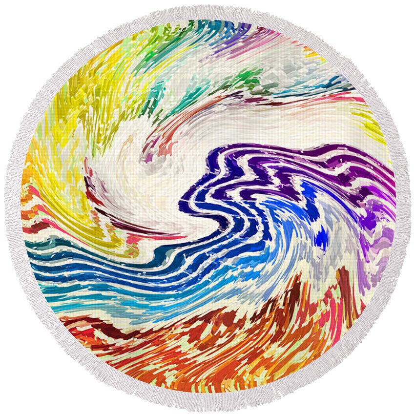 Waves Round Beach Towel featuring the photograph Cosmic Waves by Alys Caviness-Gober