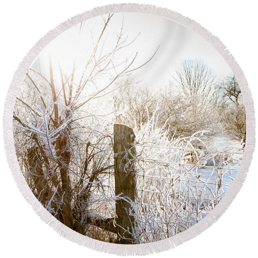  Round Beach Towel featuring the photograph Country Winter by Cheryl Baxter