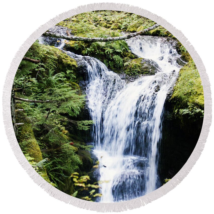 Covell Creek Falls Round Beach Towel featuring the photograph Covell Creek Falls 2 by Edward Hawkins II