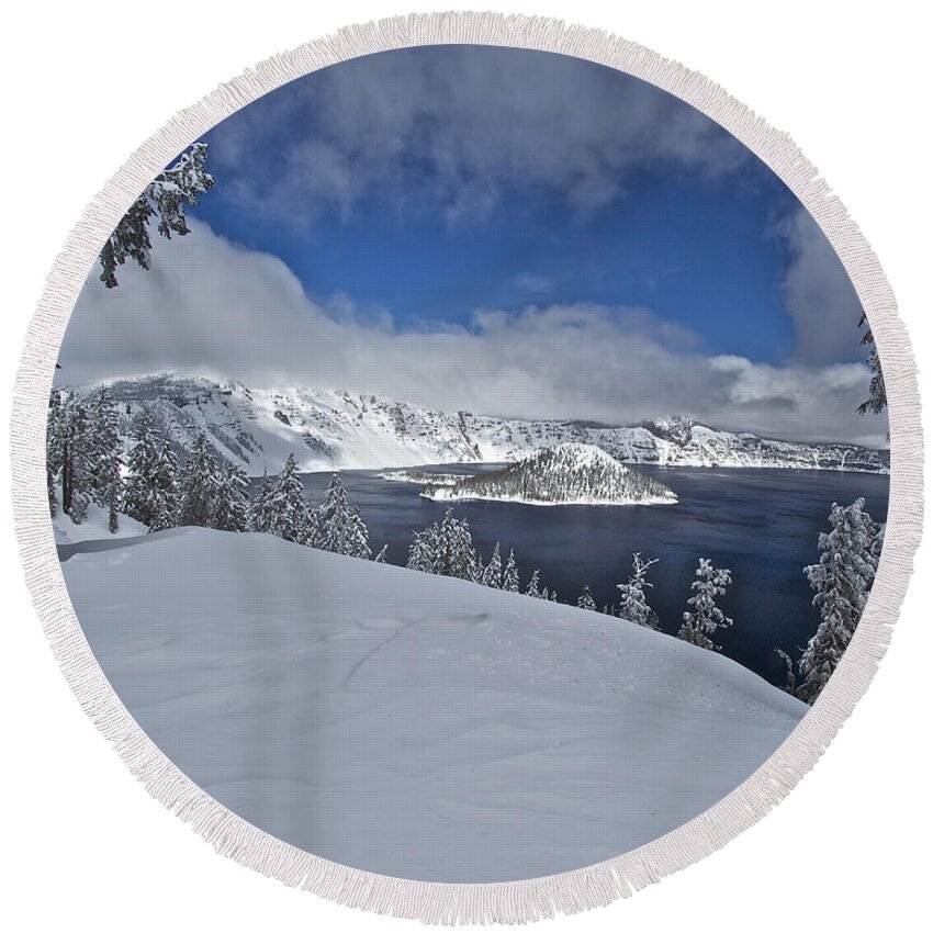 Crater Round Beach Towel featuring the photograph Crater Lake/ Wizard Island by Todd Kreuter