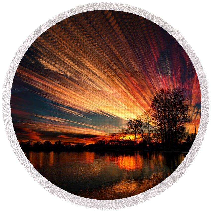 Matt Molloy Round Beach Towel featuring the photograph Crocheting the Clouds by Matt Molloy