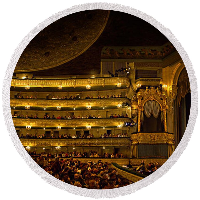 Photography Round Beach Towel featuring the photograph Crowd At Mariinsky Theatre, St by Panoramic Images