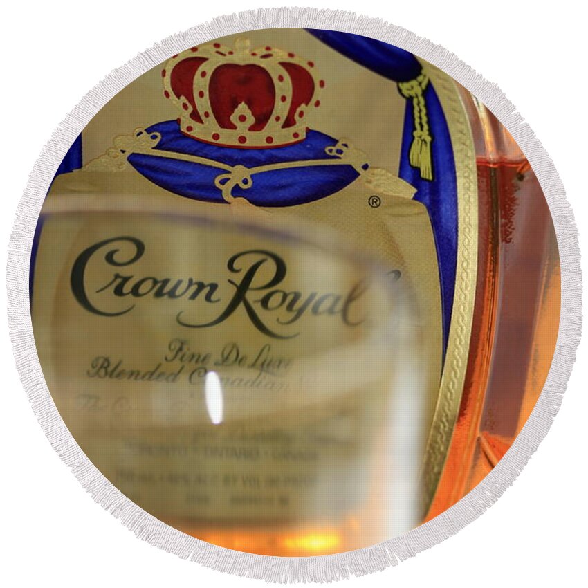 Crown Royal Round Beach Towel featuring the photograph Crown Royal Canadian Whisky by Valerie Collins