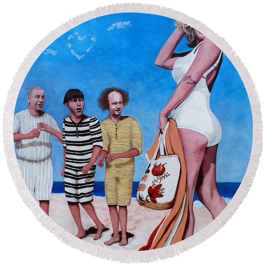 Marilyn Monroe Round Beach Towel featuring the painting Cupid's Arrow by Tom Roderick