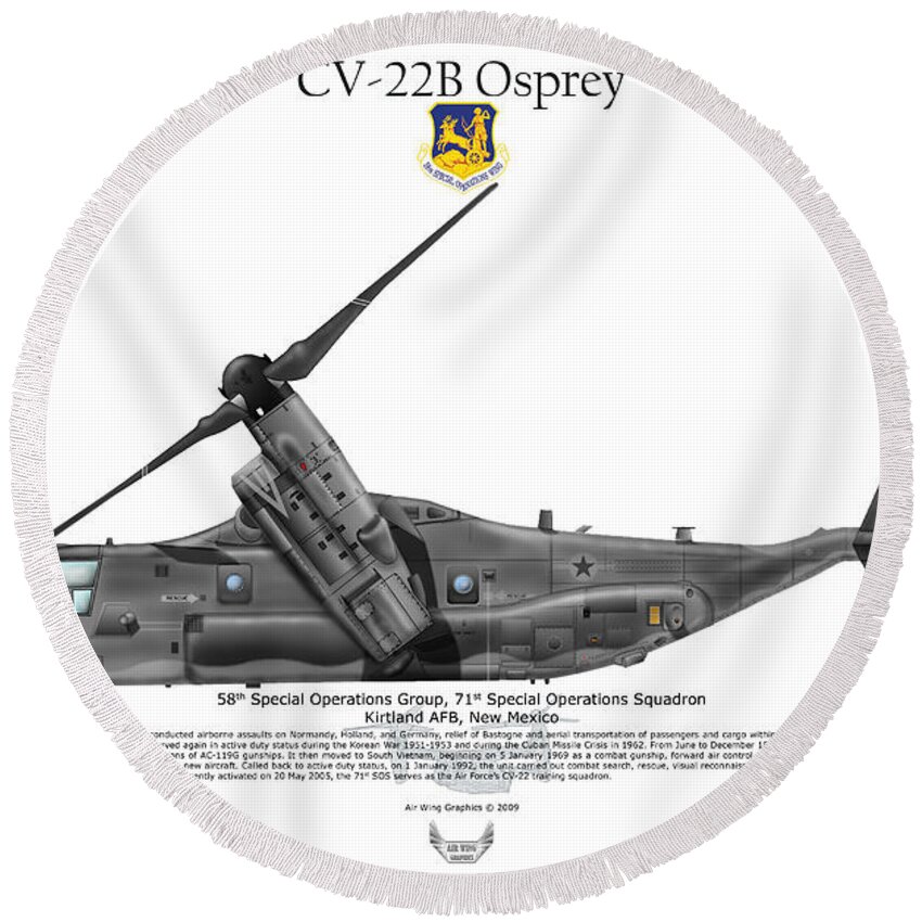 Bell Round Beach Towel featuring the digital art CV-22B Osprey 71st SOS by Arthur Eggers
