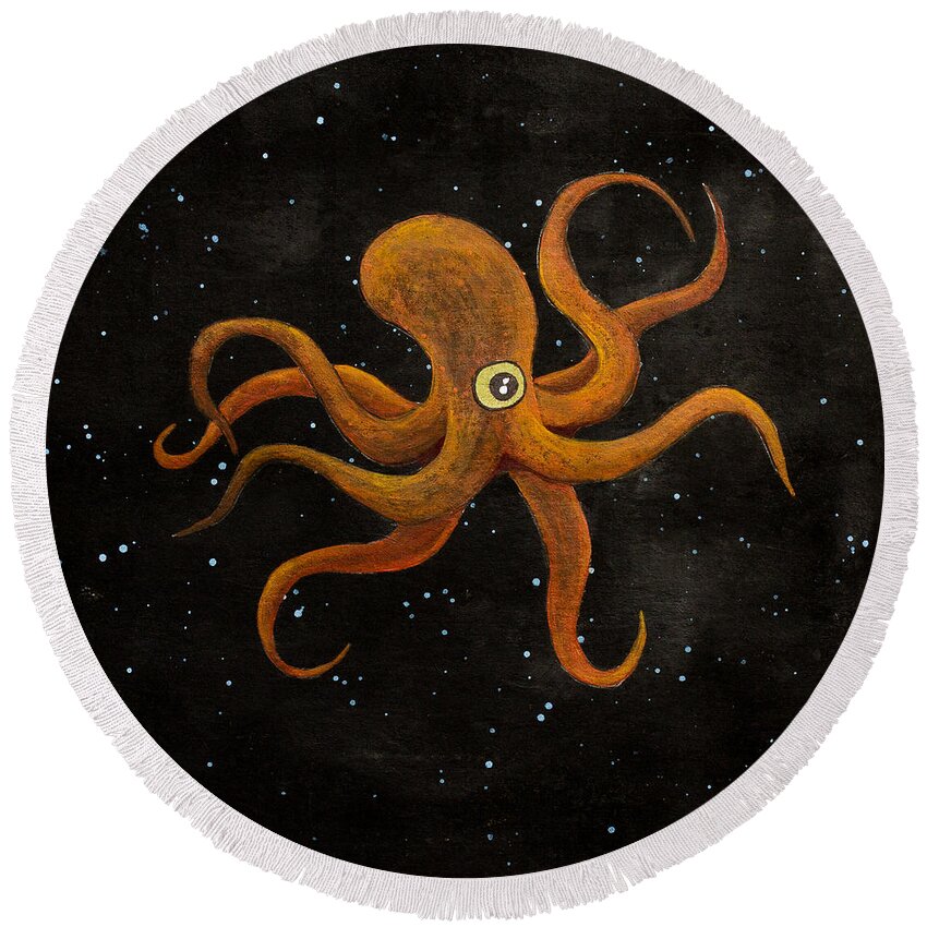  Round Beach Towel featuring the painting Cycloptopus black by Stefanie Forck
