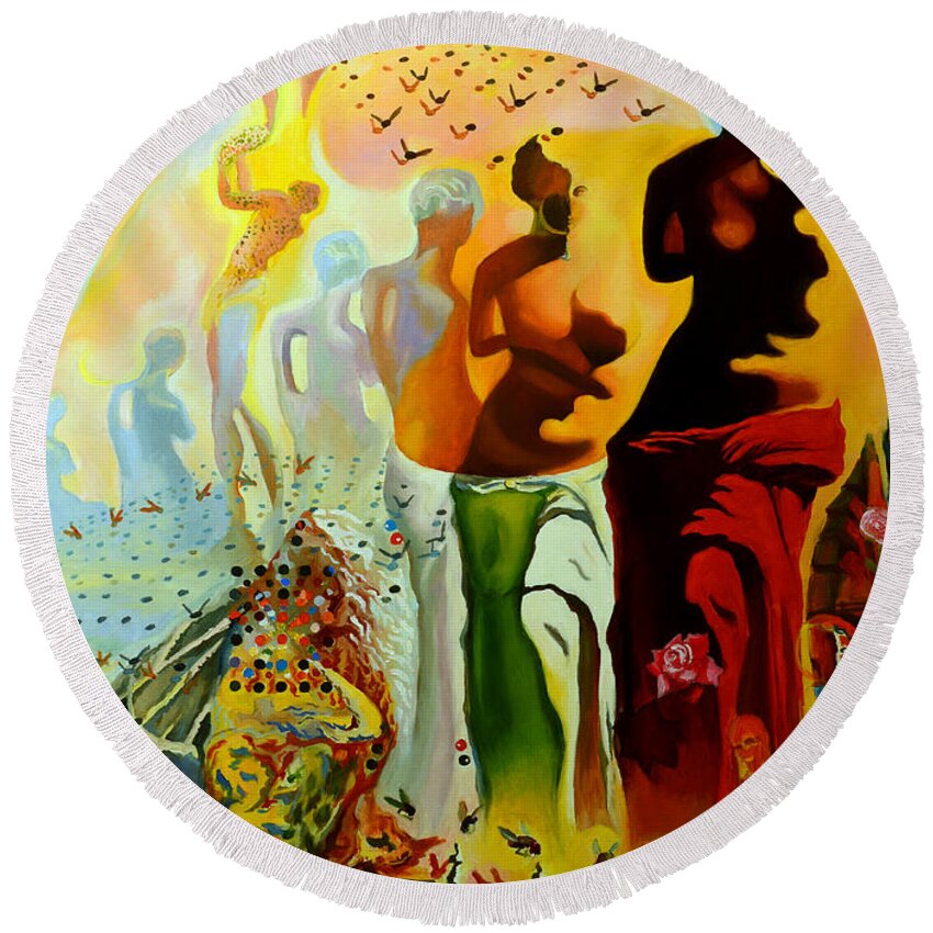Salvador Dali Round Beach Towel featuring the painting Dali Oil Painting Reproduction - The Hallucinogenic Toreador by Mona Edulesco
