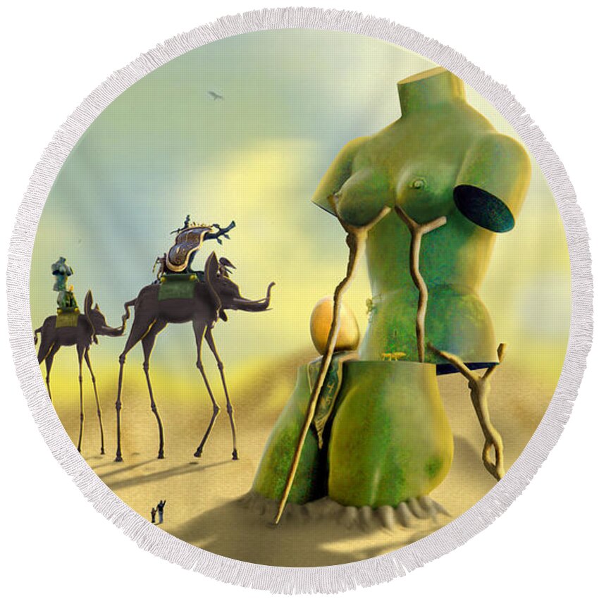Surrealism Round Beach Towel featuring the photograph Dali on the Move by Mike McGlothlen