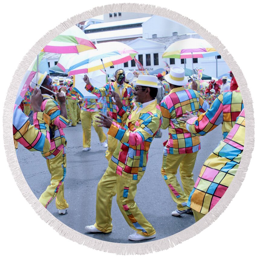 Fine Art America Round Beach Towel featuring the photograph Dancing in the Street by Andrew Hewett