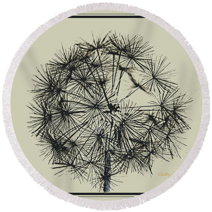 Dandelion Round Beach Towel featuring the photograph Dandelion 6 by Kathy Barney