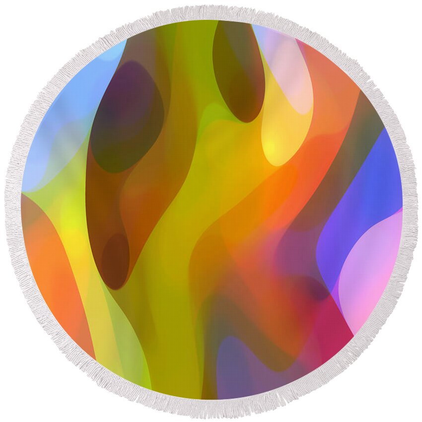 Abstract Art Round Beach Towel featuring the painting Dappled Light 7 by Amy Vangsgard