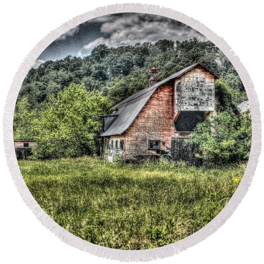 Old Round Beach Towel featuring the photograph Dark Days For The Farm by Dan Stone