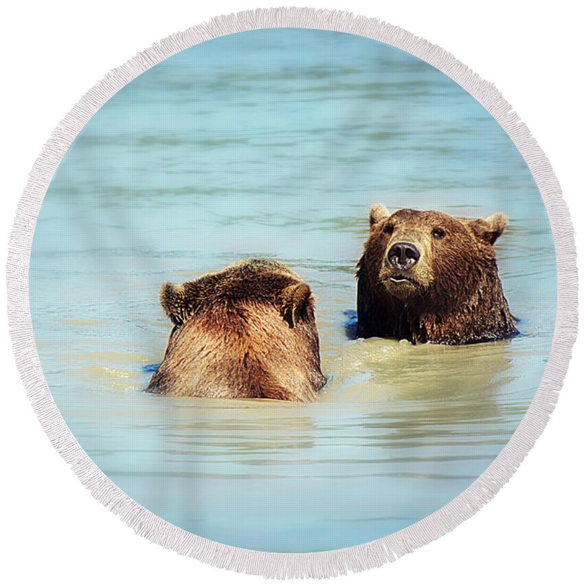 Bear Round Beach Towel featuring the photograph Day at the Spa by Melanie Lankford Photography