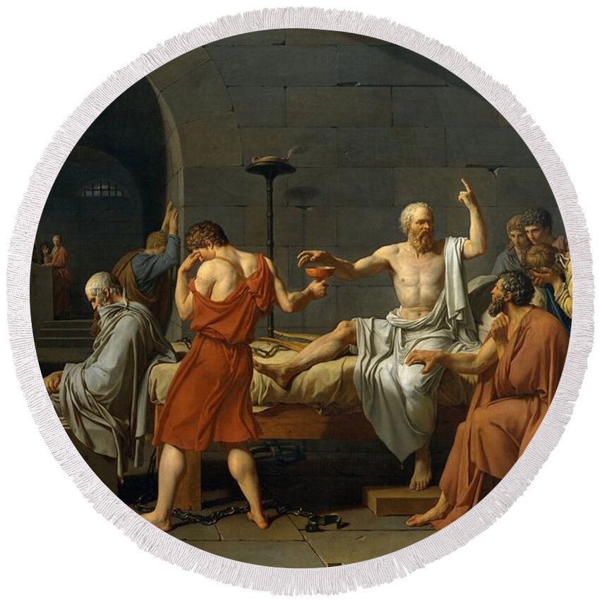 Death Round Beach Towel featuring the painting Death of Socrates by Jacques Louis David