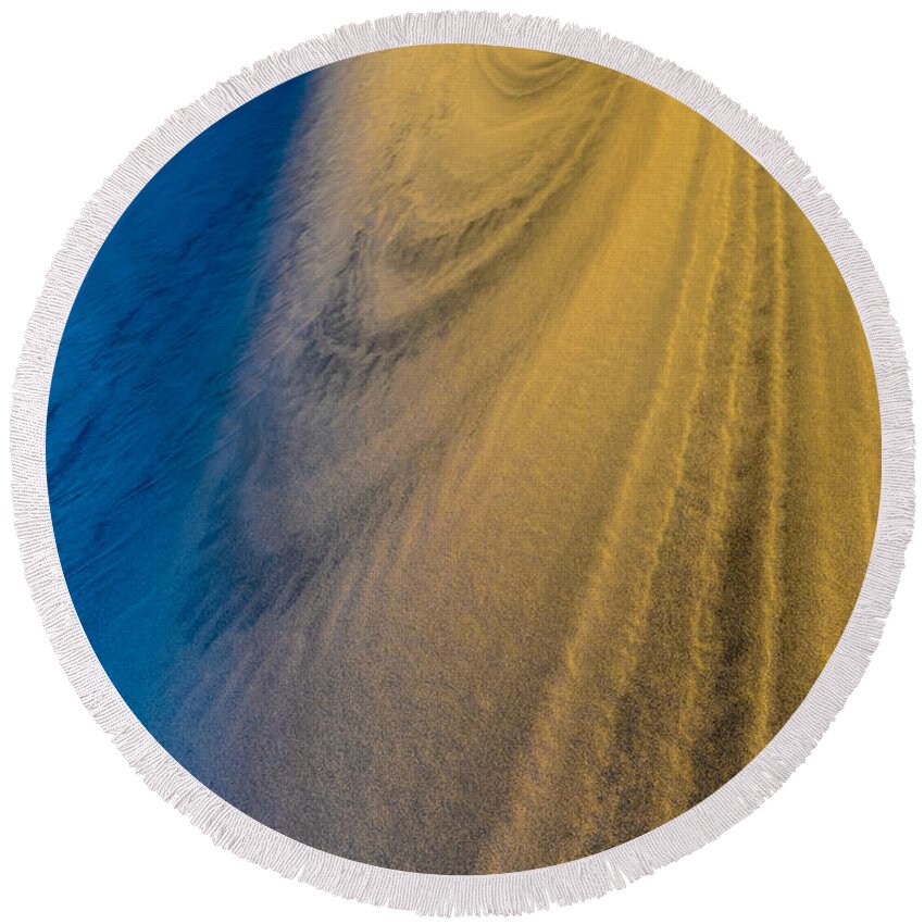 Death Valley Round Beach Towel featuring the photograph Death Valley Sunset Dune Wind Spiral by Gary Whitton