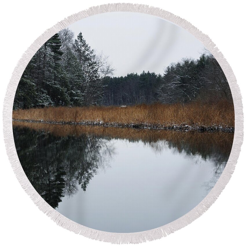 Trees Round Beach Towel featuring the photograph December Landscape by Luke Moore