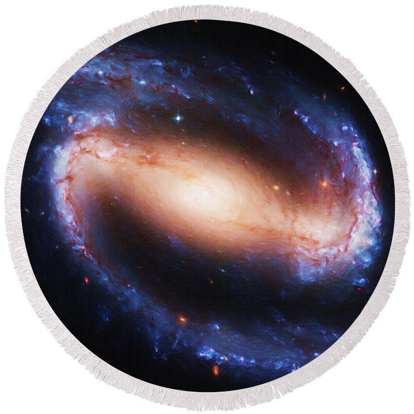 Space Round Beach Towel featuring the painting Deep Space by Inspirowl Design