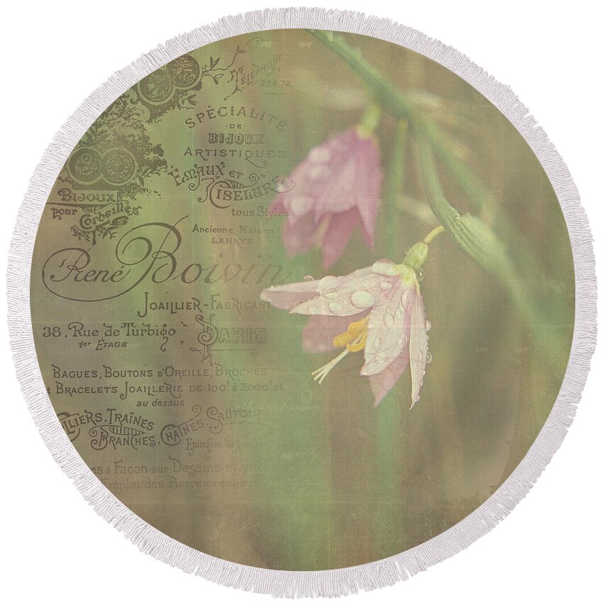 Pink Wildflowers Round Beach Towel featuring the photograph Delicate Blooms by Sharon Elliott