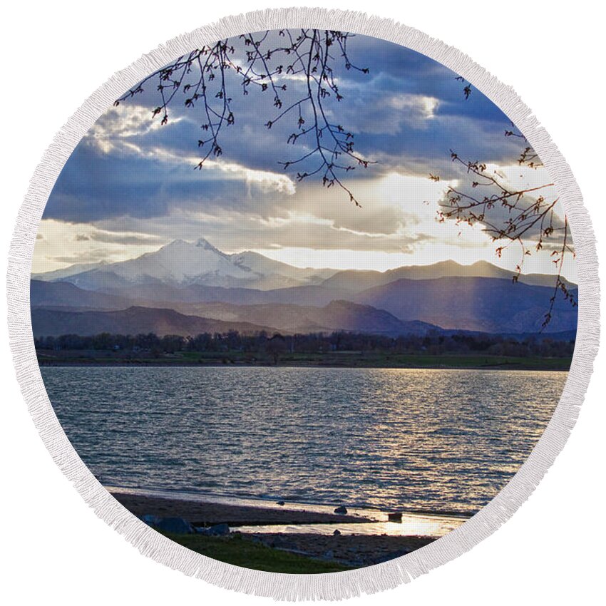 Mountains Round Beach Towel featuring the photograph Delicate Light on the Twin Peaks by James BO Insogna