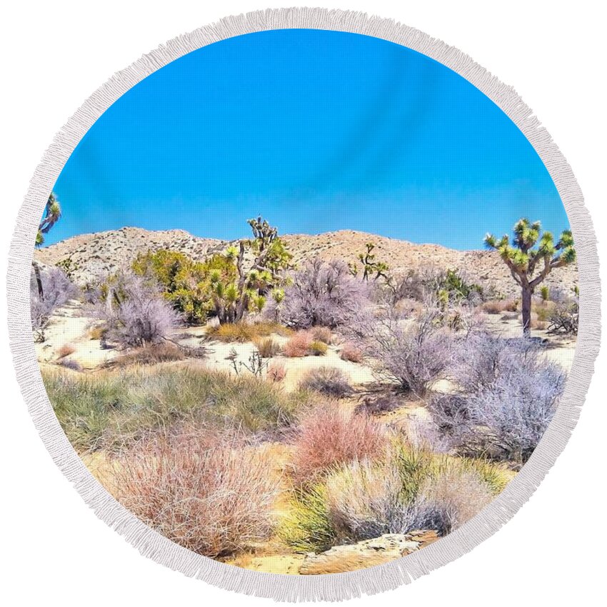 Desert Spring Round Beach Towel featuring the photograph Desert Spring #2 by Angela J Wright