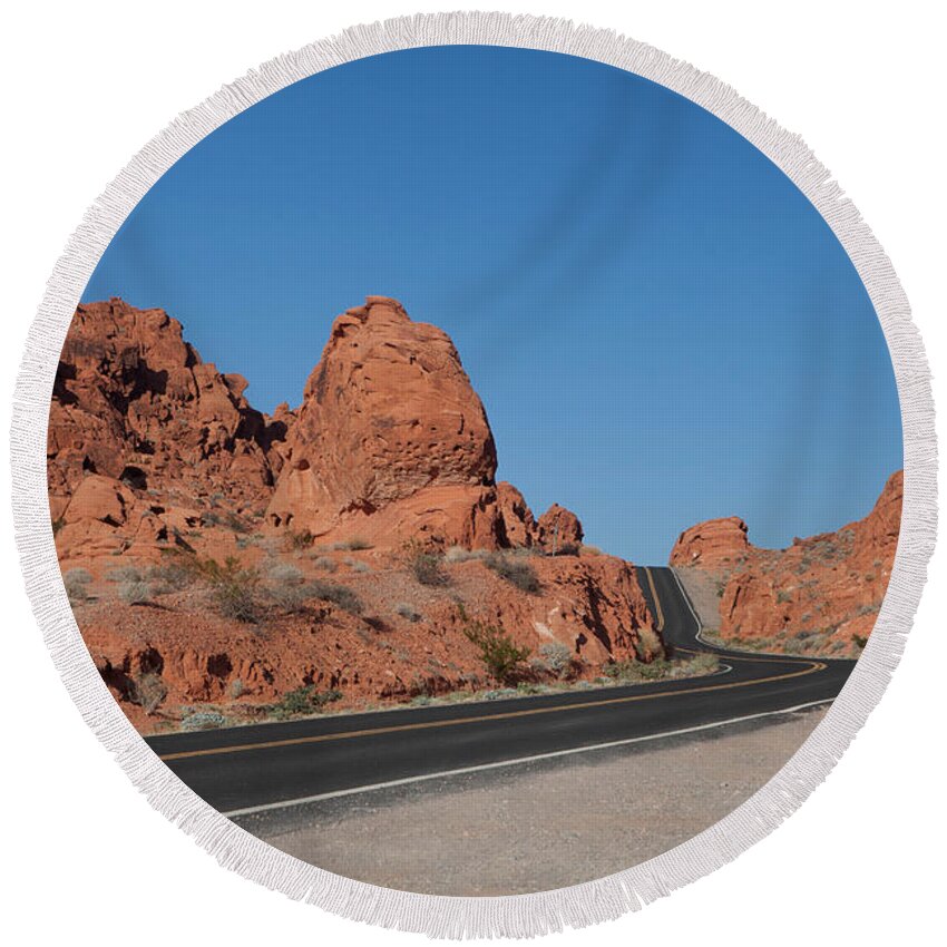 Arid Round Beach Towel featuring the photograph Desert rock formations by Kyle Lee