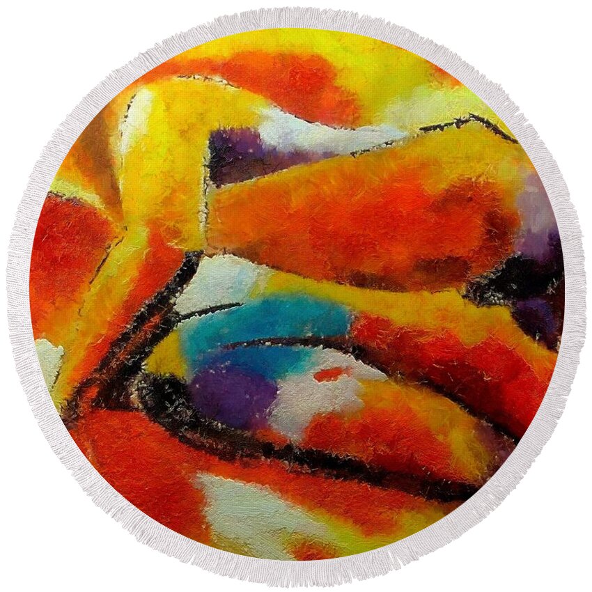 Nude Round Beach Towel featuring the painting Despair by Dragica Micki Fortuna
