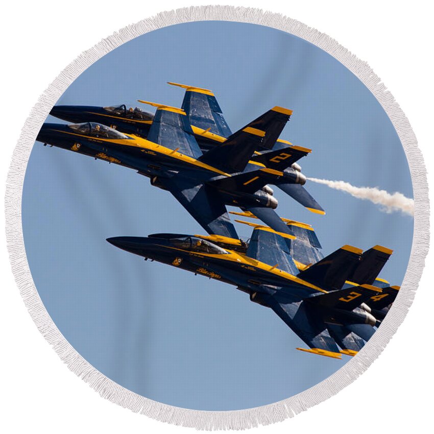 Blue Angels Round Beach Towel featuring the photograph Diamond 360 by John Daly